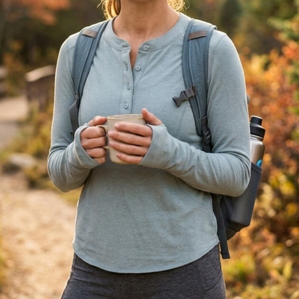 Free People FP Movement Fireside base layer henley active athletic wear gray m